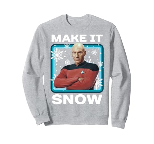 Star Trek: The Next Generation Picard Make It Snow Portrait Sweatshirt, Adult Unisex, Heather Grey, X-Large