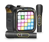 PORTABLE BLUETOOTH KARAOKE SPEAKER: Enjoy music and karaoke with a multifunctional Bluetooth speaker featuring two wireless microphones. VOICE EFFECTS AND BUILT-IN SONGS: Sing along to built-in songs and add fun voice effects for an enhanced singing ...