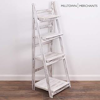 Milltown Merchants Ladder Shelf - Wooden Ladder Bookshelf - Leaning Bookshelf - Rustic