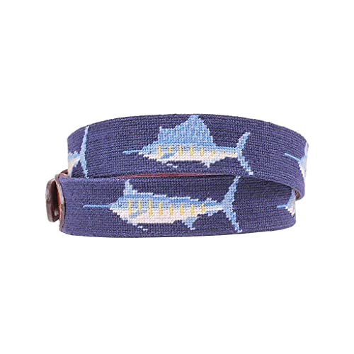 Billfish Needlepoint Belt in Dark Navy by Smathers & Branson2