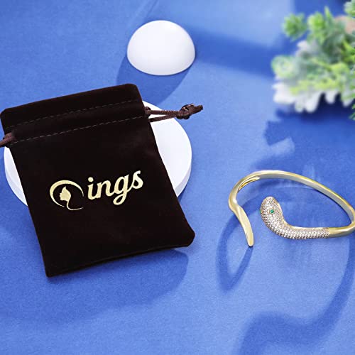 Qings Snake Bracelet For Women - 18K Gold Plated Open Adjustable Bangle Serpent Bracelets Cz Animal Vintage Punk Bracelet For Teen Women Girls #TOP4