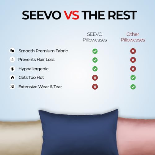 Image of SEEVO 400 TC Luxurious Satin Silk Pillow Covers /Pillowcases with Envelope Closure, Soft Comfortable Protects Hair and Skin - 17 inch x 27 inch - Set of 2 (Maroon)