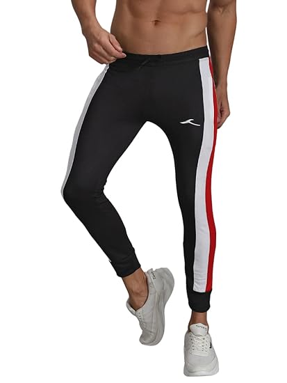 Solid Joggers Gym Pants for Men | Slim Fit Athletic Track Pants | Casual Running Workout Pants with Pockets |Men Track Pants