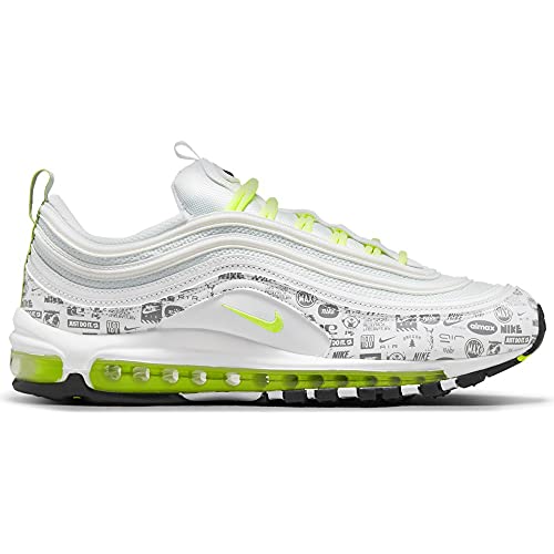 Nike Zapatos para correr Air Max 97 para hombre, White Volt Black Pure Platinum 100, 42 EU