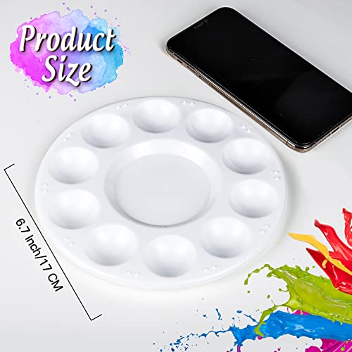 Round Paint Tray Palettes, Fandamei Plastic Paint Tray Palette, Paint Palettes Paint Pallets With 10 Wells For Adults & Kids, For Painting Or Diy Craft Class, White, 2 Pcs #TOP1