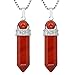 KYEYGWO 2 Stück Heilstein Punkt Anhänger Halskette für Damen und Herren, Hexagon Versilbertes Reiki Chakra Poliertes Steinpendel für Unisex, Roter Jaspis