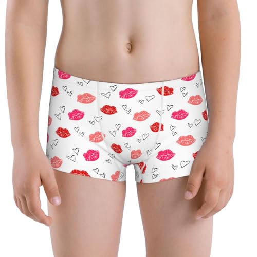 Boys' Cotton Boxer Brief Soft Underwear-Red Lips 1