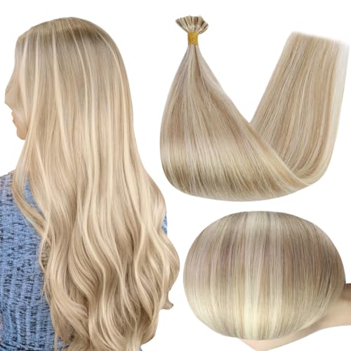 Full Shine Utip Human Hair Extensions, 22 Inch 50G Blonde Highlight