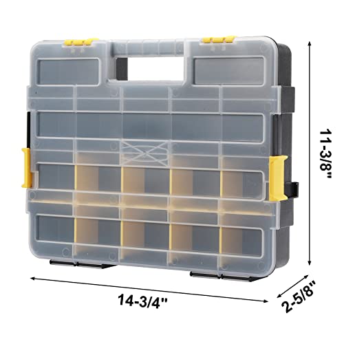 Image of Mayouko Stackable Plastic Toolbox Organizer, Interlocking Small Parts Organizer, Compartment Toolbox for Screw,Nail,Hardware, 2PCS