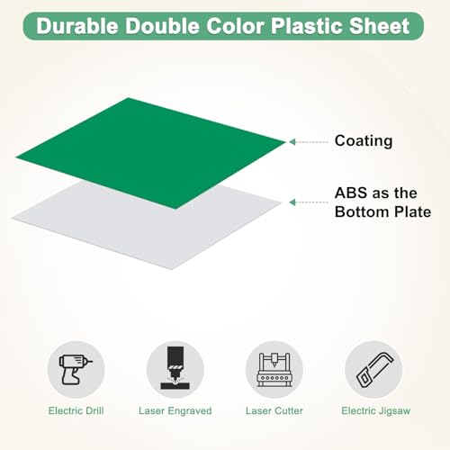 Image of M METERXITY 12-Pack Double Color Laser Engraving Blanks 7x11 Inch,1.3mm Thick ABS Plastic Sheet Engraved Material for Name Plate /Yard Signs /Laser Cutting /DIY Carving /Craft[Light Green /White]