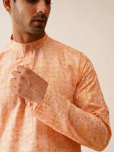 Image of SOJANYA (Since 1958 Men's Cotton Gold Embroidered Long Kurta
