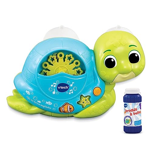 VTech - Juju, Ma Tortue Magi'Bulles, Jouet de Bain Bébé, Animal Interactif, Machine à Bulles de Savon, 2 Ventouses de Fixation, Cadeau Enfant Fille et...