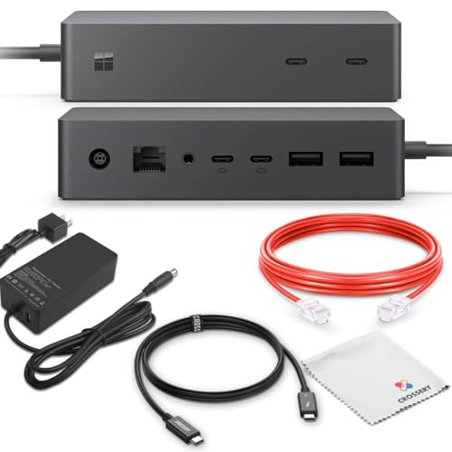 Microsoft Surface Dock 2 Docking Station Bundle - Surface Pro Docking Station Compatible with Surface Pro 7 7+ 8 9 (with 5G) Surface Laptop 3 4 5 and Surface Book 3 (13 & 15) (Renewed)