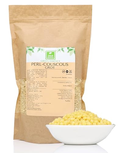 Perlencouscous groß von der Grünen Essenz- Couscous Perlen - Perl Couscous kaufen - Israeli Pearl-Couscous groß - Pearl Cous Cous (1 Kilogramm)