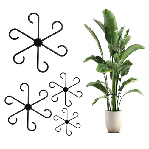 RoserRose Ensemble de Supports pour Plantes - 8 Support Plantes Interieur - Aide à Grimpante Monstera et Supports pour Plantes - Tuteurs pour Plantes d'Intérieur, Plantes Vivaces et Fleurs (4, Noir)