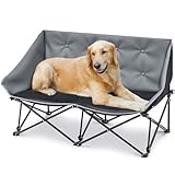 CroBlissful Portable Dog Camping Chairs for Dogs Raised Pet Bed for Outdoor Folding Chair Patio Lazy Puppy Cot Heavy Duty Pet Camping Gear(29 x 45 x 20 Inches,Check)
