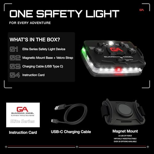 Image of Guardian Angel Elite Series Safety Light (White Front & Green /Yellow Rear) - Rechargeable, Magnetic, Wearable & Mountable LED Flashlight for Construction, Roadside, Towing, Security & Industrial PPE