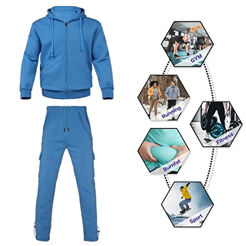 Tanderin Men's Hoodie Athletic Tracksuits 2 Piece Sweatsuits For Men Zipper Pockets Casual Sports Running Jogging Gym Sweat Suits Sets(Light Blue L) #TOP3