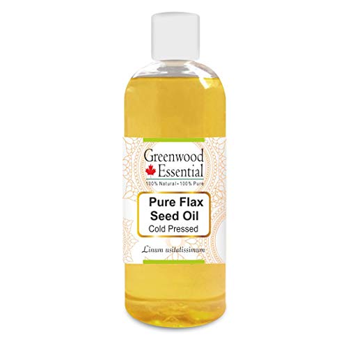 Greenwood Essential Pure Flax Seed Oil (Linum Usitatissimum) 100% Natural Therapeutic Grade Cold Pressed For Personal Care 200Ml (6.76 Oz) #TOP1