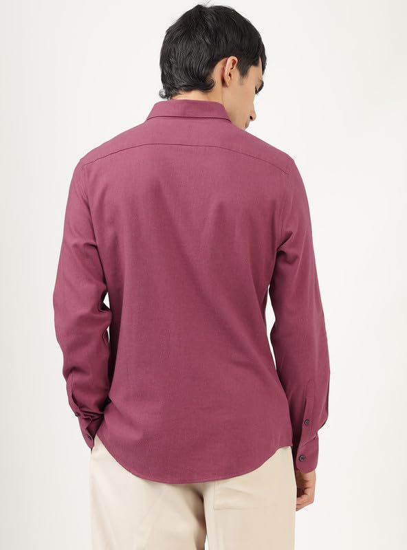 Image of Andamen Men Premium Button-Down Collar Solid Cotton Casual Shirt Navy