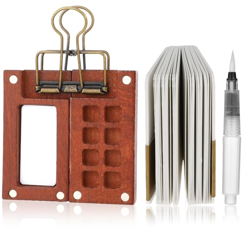 Conjunto de mini caixa de pintura em aquarela portátil para viagem, bloco de papel para desenho de m