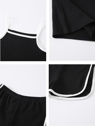 Image of Girls 8 Pieces Summer Outfits Casual Cami Tank Top and Dolphin Shorts Clothing Sets 4-8Y
