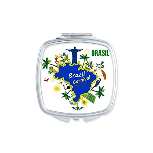 Mount Corcovado Brazil Maps Brazil Carnival Mirror Portable Compact Pocket Makeup Double Sided Glass image 2