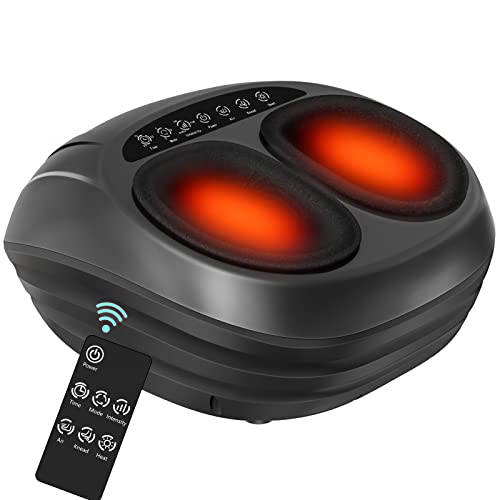 Foot Massager, iKristin Shiatsu Foot Massager with Heat, Feet Massager with Deep Kneading, Air Compression, Remote Control (Black)
