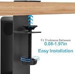 No-Drill Desk Side Laptop Mount, Adjustable Metal Hanging Stand, Space-Saving Holder for Laptops, Books, Documents & Cables