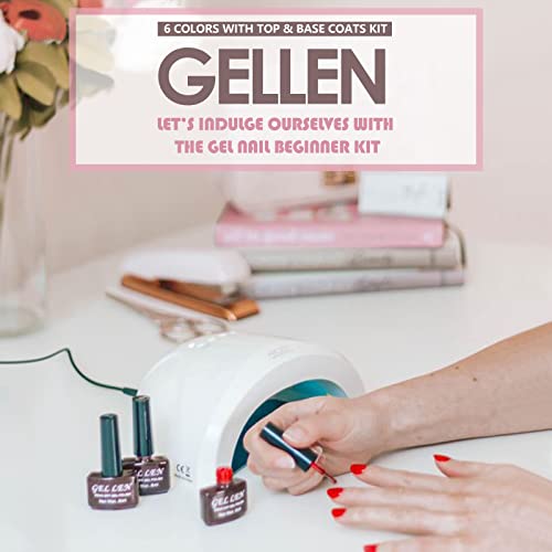 Gellen Gel Nail Polish Set - Nude Neutrals Gel Polish With Top & Base Coats, 6 Colors Nail Polish Set, Popular Gel Nail Kit #TOP7