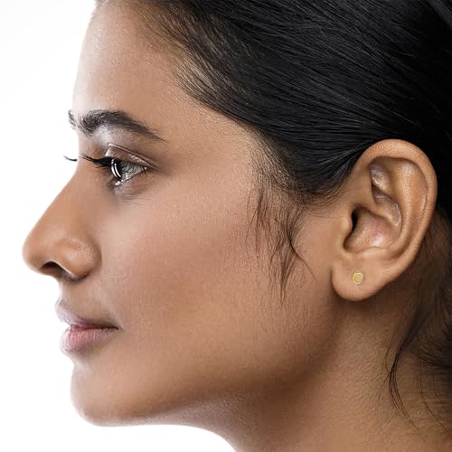 Hoberta Real 14k solid Round Yellow Gold Tiny Circle Stud Earrings with Screw back for Women Girls Men for Sensitive ears Small & Minimalist Dot Studs Jewelry for Gifts4