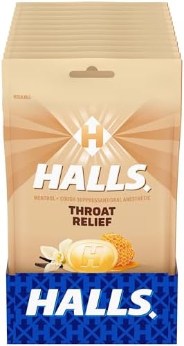 HALLS Throat Relief Honey Vanilla Cough Drops, 360 ct