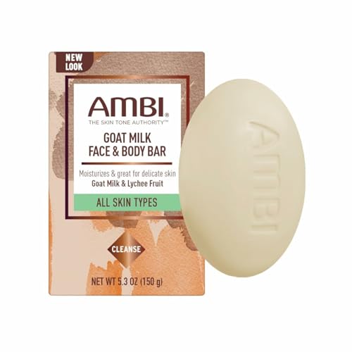 Ambi Goat Milk Face & Body Bar Moisturizing Formula for All Skin Types Gentle Enough for Delicate Skin Fragrance-Free Hypoallergenic Non-Comedogenic Vegan and Cruelty-Free 5.3 Ounce