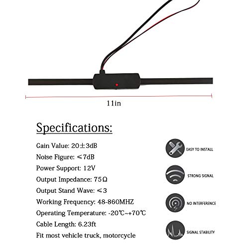 image for 12V Car Stereo Radio, Universal Electronic Hidden Antenna FM AM Amplif