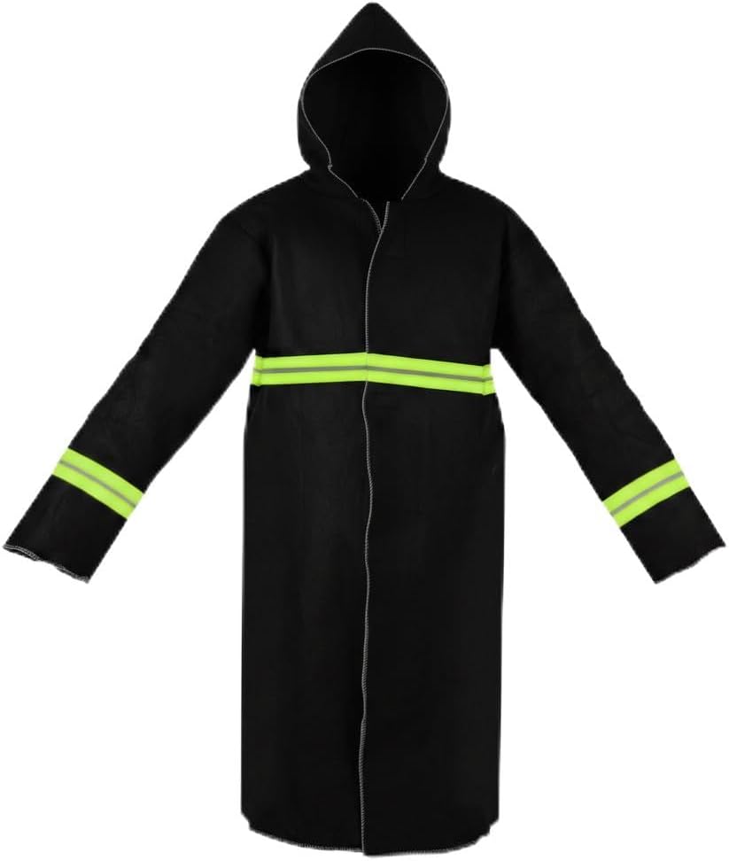 Fireproof Cloak 1832°F Heat Resistant Suit w/Reflective Stripes & Hood, Carbon Fiber Fireproof Suit for Home Factory