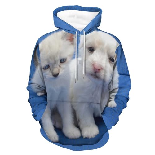 Hoodie chaton et chiot doux contre le froid | Pull à capuche manches longues unisexe taille S