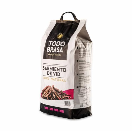 Bolsa de sarmiento de Vid 5kg Aprox. - Todobrasa. 100% Natural. Gran Poder calorifico. Gran duracion. Ideal para BBQ, Parrilla y Horno.