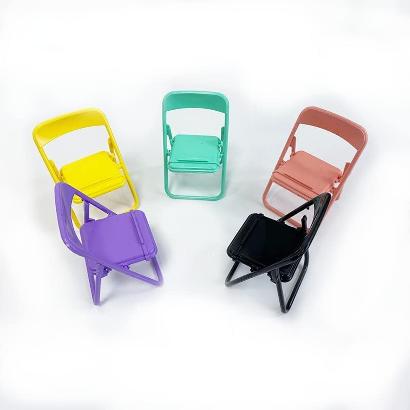 5 Pcs Multicolour Mobile phone holder Simulation Mini Folding Back Small Chair Model Dollhouse Doll House Miniature Scene Props for Mini Chair Micro Landscape Plastic Furniture Accessories (1/12)