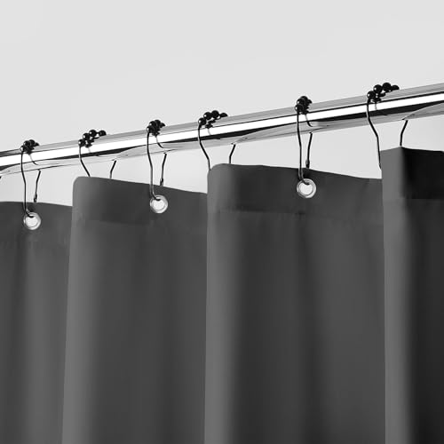 downluxe Waterproof Fabric Shower Curtain Liner Soft Cloth Shower Liner with Magnets Machine Washable & Hotel Quality Bathroom Curtain 70 W x 72 L Dark Grey