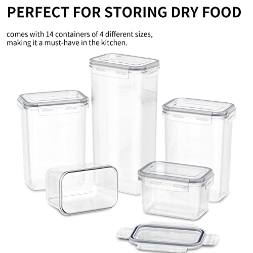 Airtight Food Storage Containers With Lids, 14 Pcs Plastic Cereal Kitchen Stackable Food Storage Buckets Food Canisters For Kitchen Pantry Organization Snacks And Sugar Include 24 Labels #TOP4