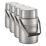 THERMOS Stainless King Vacuum-Insulated Food Jar Matte Steel | With Storage Containers | Built-in Handle | 47 Ounce | Pack of 4