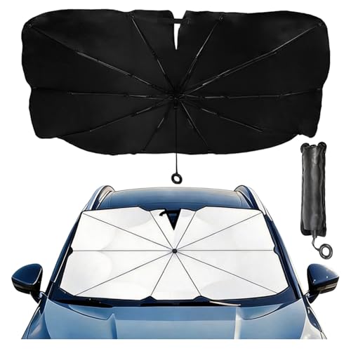 ☼【Design antigraffio】: Il ombrello parasole auto è dotato di un anello di trazione ghiacciato e antiscivolo che non graffia lo schermo né le finiture interne. L’apertura per lo specchietto retrovisore garantisce una vestibilità perfetta