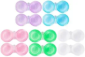 Conjunto de 10 capas de lentes de contato – Estojos transparentes para lentes de contato em 5 cores fofas à prova de vazamento, pacote a granel para uso doméstico e em viagens