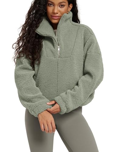 ODODOS Women's Sherpa Fleece Half-Zip Pullover - Cozy Warm Long