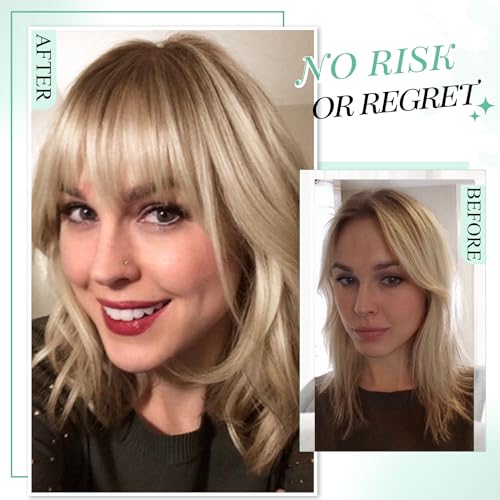Clip in Bangs Bangs Hair Clip Fake Bangs Clip In Bangs Real Human Hair Hairpieces Ombre Blonde 360° Cover Clip on Bangs for Women Fringe with Temples Wispy Bangs Clip In Hair Extensions French Bangs - Image 6