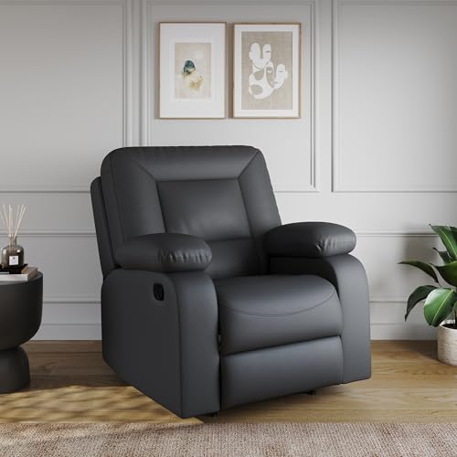 Image of Amazon Brand - Solimo Elysium | Single Seater Sofa Recliner | Manual Recliner (Leatherette Grey)