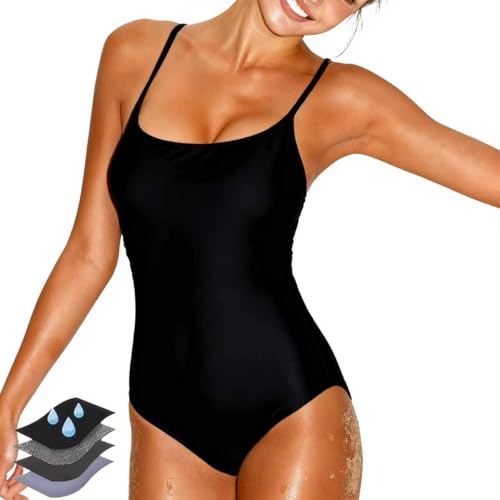 Period Swimwear for Teens One Piece Ultra-Thin Quick-Dry Leakproof Tummy Control Swim Suit ，Multi