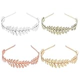 diadema de oro ♠ El paquete viene con 4 colores diferentes de aros para el pelo (oro, plata, oro rosa, cian antiguo). Puede combinar con diferentes prendas, lo que te hace elegante y llamativo todos los días.