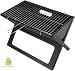 Rammento 45 x 42 cm Steel Folding Portable BBQ for Camping, Black/Chrome