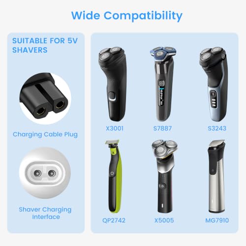 5V Charger for Philips One Blade QP2724 QP2834 QP1324 QP1924, MG5910 MG7910 MG7960 MG9510 MG9560, S7882, X3002/00 Shaver, Replacement Philips Trimmer Charger - Image 4